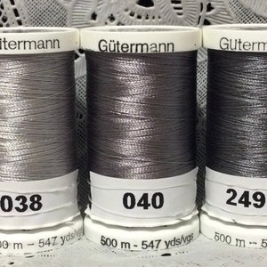 3 NEW Different gray GUTERMANN 100% polyester Embroidery thread 547 yard Spools