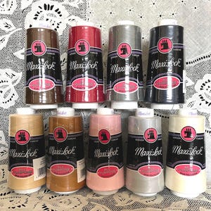 NEW 9 different maxi-lock 3000 Yard spools 100% polyester overlock sewing thread TEX27