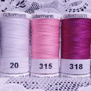 1 black 1 white 3 pink GUTERMANN 100% polyester sew-all thread 274 yard spools