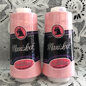 NEW 2 med pink maxi-lock 3000Yd spools 100% polyester overlock sewing thread TEX27