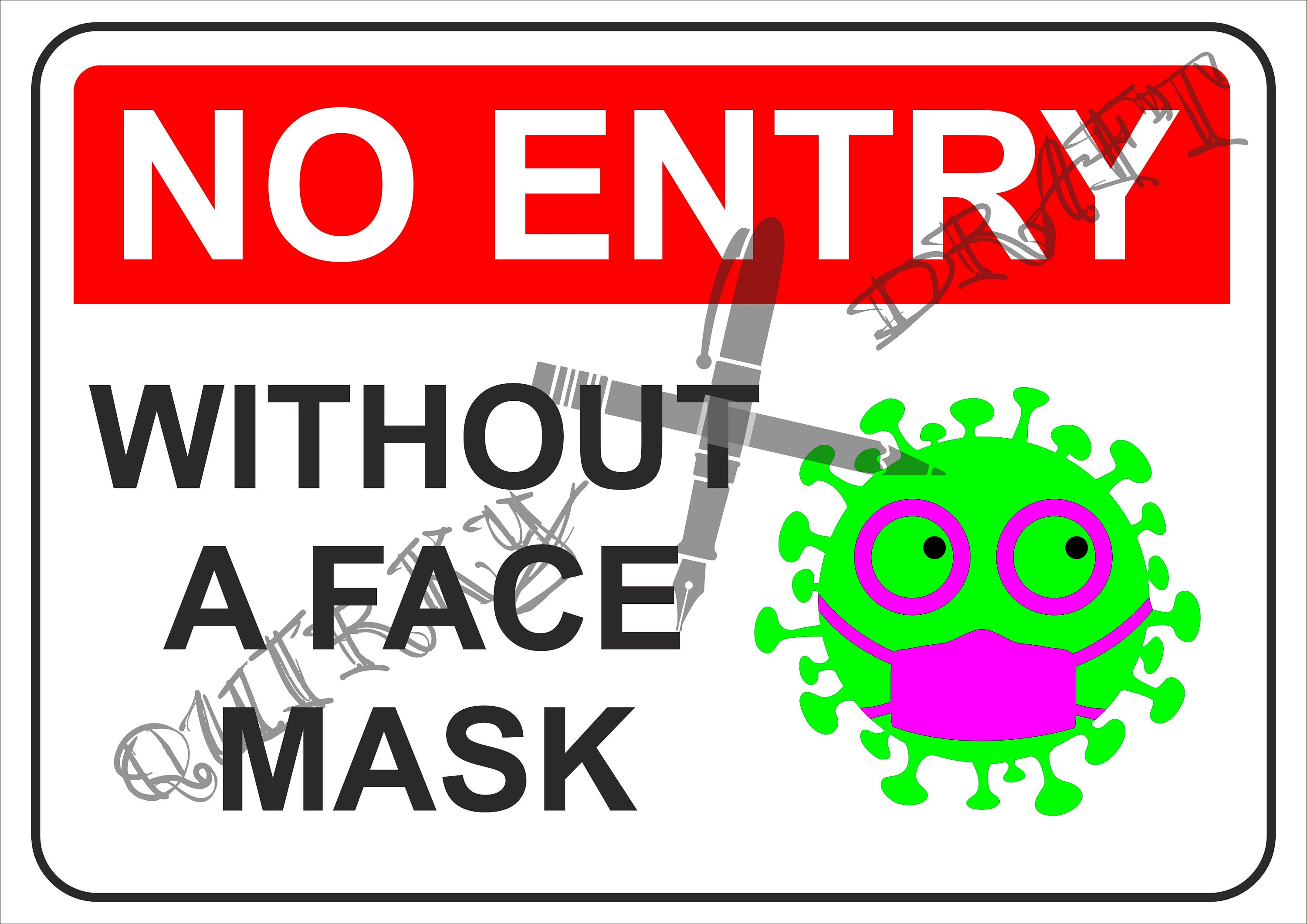 No Entry Without a Face Mask Digital Printable Sign Pdf Svg - Etsy
