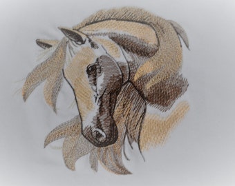Horse Head Embroidered Ladies T-Shirt