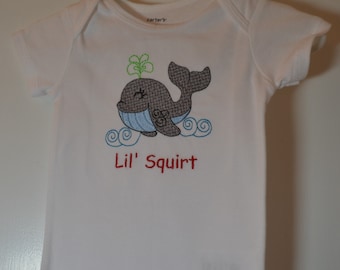 Whale Lil' Squirt/Embroidered Bodysuit/Onesie