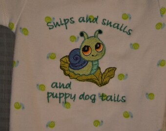 Snips and snails and puppy dog tails/Embroidered Bodysuit/Onesie