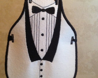 Embroidered Tuxedo Wine Bottle Apron