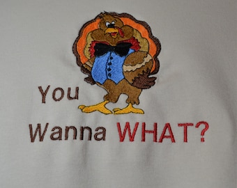 Funny Embroidered Thanksgiving Tee Shirt