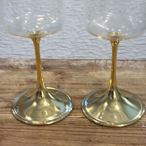 Anthropologie Morgan Collection Metallic Gold Set med två vinglas bild 4