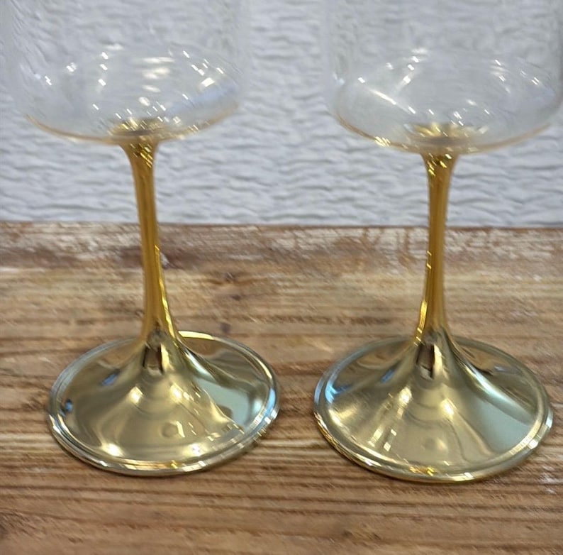 Anthropologie Morgan Collection Metallic Gold Set med två vinglas bild 4
