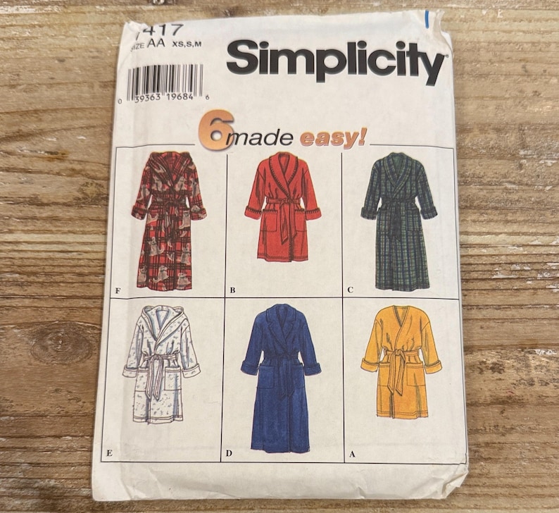 Simple Robe Designs Vintage Simplicity 6 Made Easy Robe Uncut Sewing Pattern 7417 - Etsy