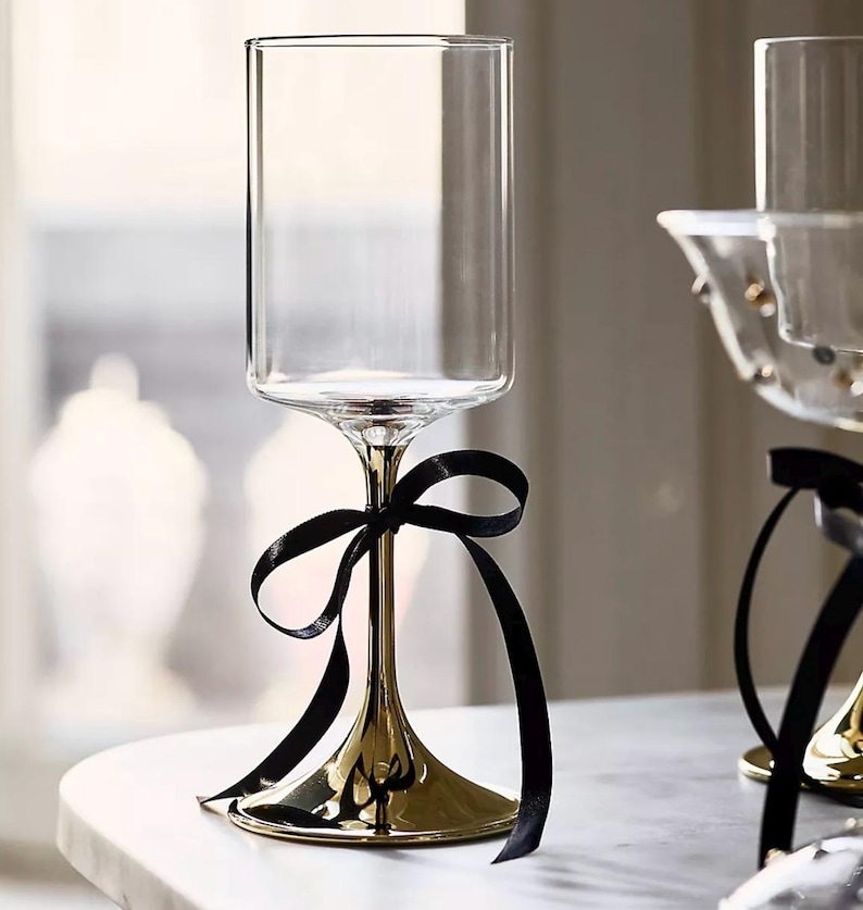 Anthropologie Morgan Collection Metallic Gold Set med två vinglas bild 1