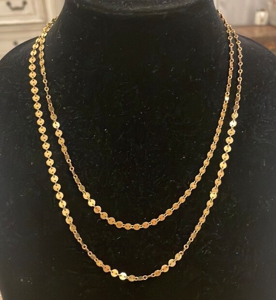 Vintage Gold Tone Chain Dainty Long Statement Neck