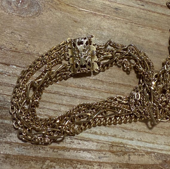Vintage Citation Gold Tone Chain Multi Layered Long Statement