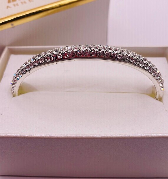 Anne Klein Silver Tone Rhinestone Bangle Cuff Sta… - image 2