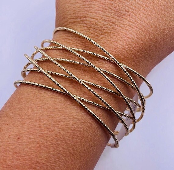 Gold Tone Large Cuff Bangle Statement Bracelet - image 1