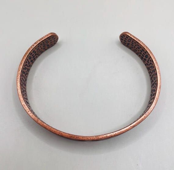 Copper Tone Feather Bangle Cuff Statement Bracelet - image 3