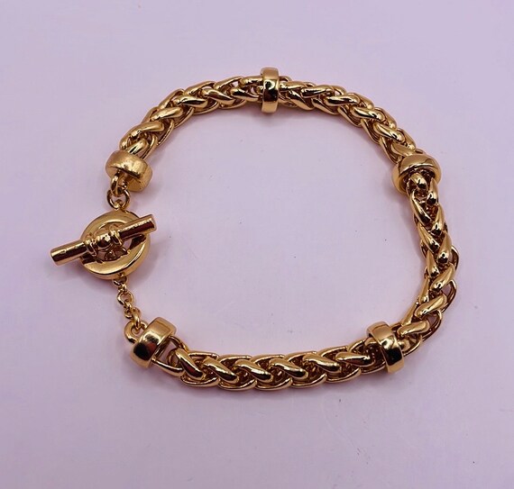 Vintage Gold Tone Chain Link Statement Bracelet - image 1