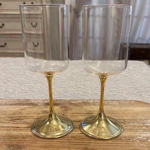 Anthropologie Morgan Collection Metallic Gold Set med två vinglas bild 2