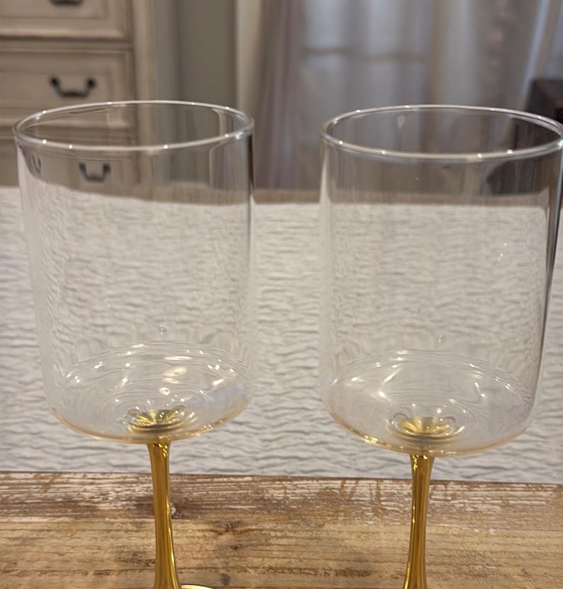 Anthropologie Morgan Collection Metallic Gold Set med två vinglas bild 5