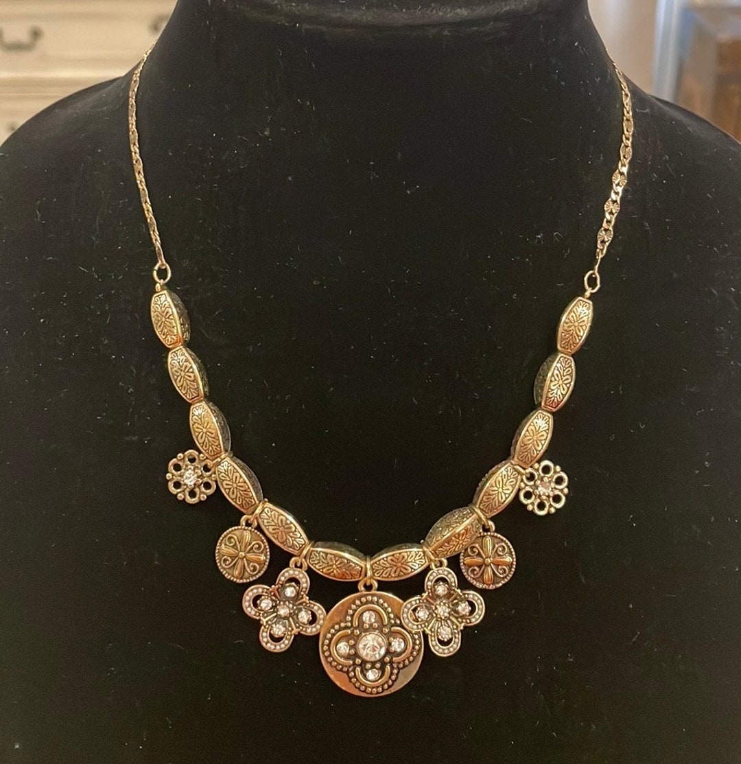 Beaded Necklace with Gold-Toned Pendant