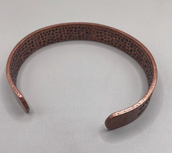 Copper Tone Feather Bangle Cuff Statement Bracelet - image 4