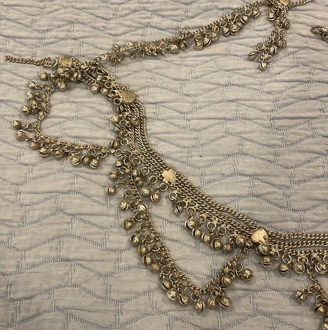 K.L. Jewelry Indian Jingle Belly Dancer Dancing Silver Bells Belt 36-40” Dance Belt With Bells - Etsy main image 3