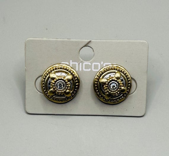 Chico’s Gold Silver Tone Stud Statement Earrings - image 1