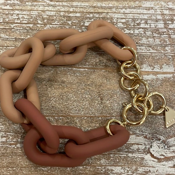 Anthropologie Serefina Warm Desert Tone Chunky Chain Bracelet