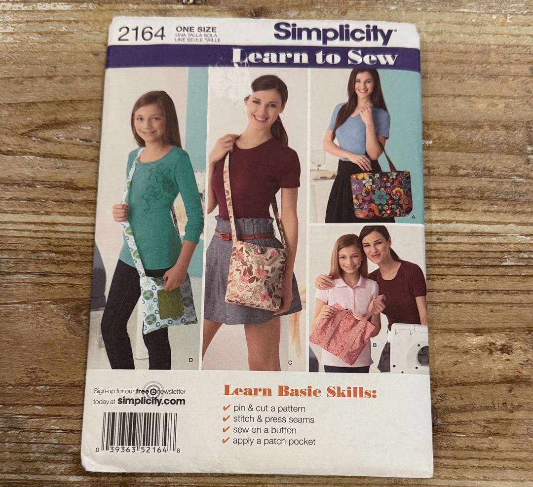 Vintage Simplicity Learn to Sew Handbag Bag Sack Uncut Sewing Pattern ...