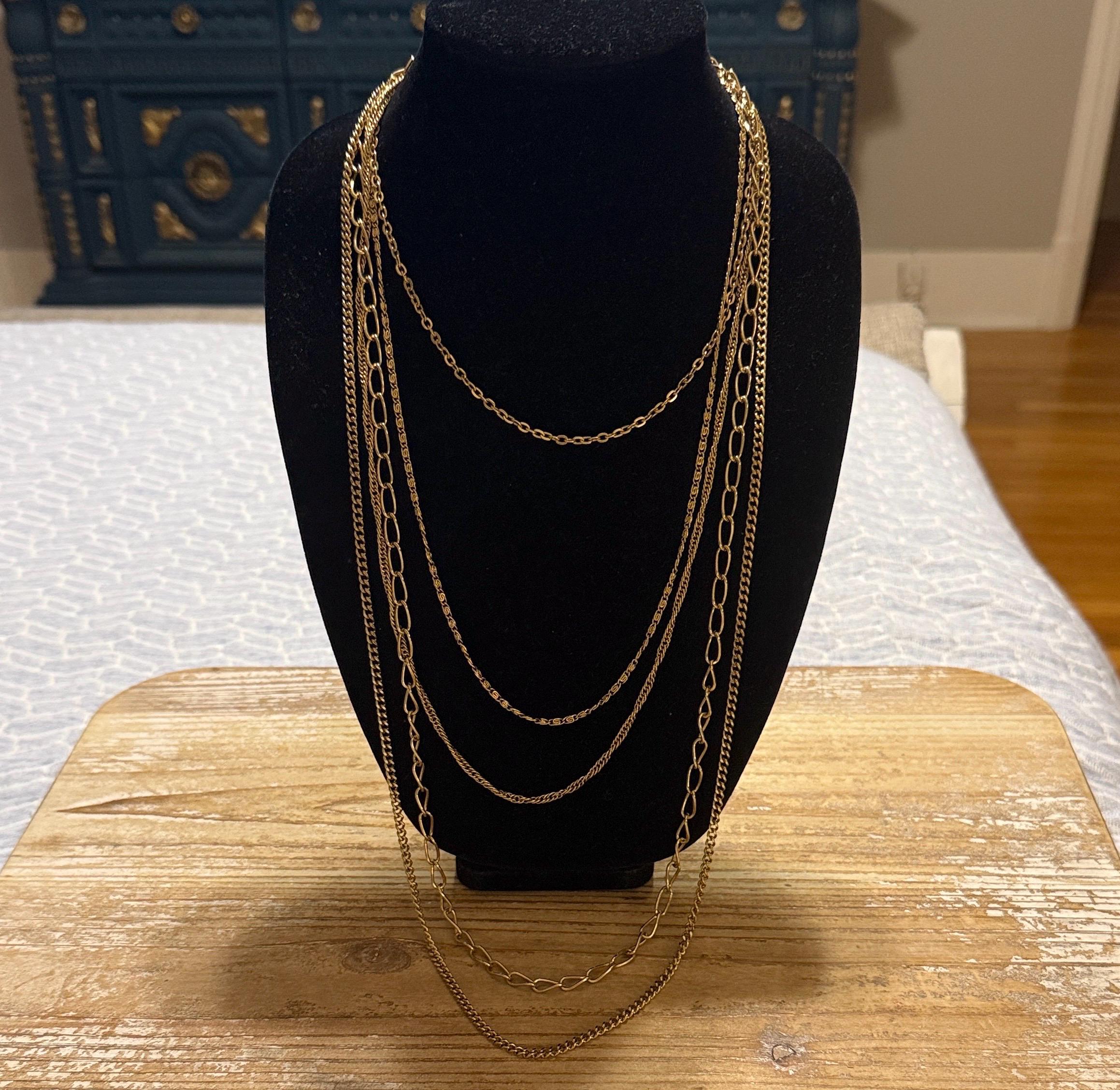 Vintage Citation Gold Tone Chain Multi Layered Long Statement