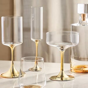 Anthropologie Morgan Collection Metallic Gold Set med två vinglas bild 3