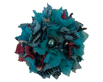 UPCYCLED Fabric Flower Brooch Pin Fashion