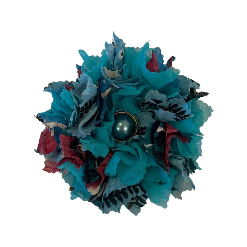 UPCYCLED Fabric Flower Brooch Pin Fashion image 1