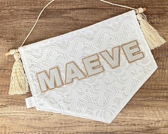Custom name banner for children's room | nursery name sign | handmade keepsake gift | girl’s wall decor
