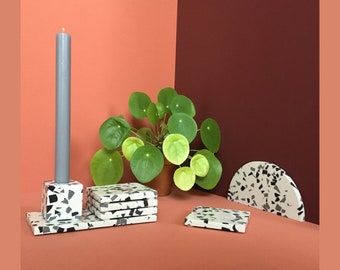 Six Piece Table Set,  Black, White, Grey