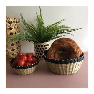 Set of Three, Handwoven Seagrass Baskets, Round,