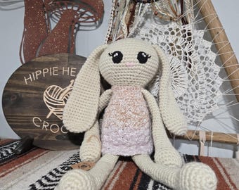 Large Crochet Bunny Stuffy with Dress