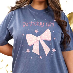 Birthday Girl, Coquette Bow T-shirt, Plus Size, Party Shirt, Unisex, Squad Crew Tee, Birthday Queen Top,