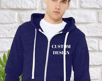 BELLA+CANVAS ® Unisex Triblend Sponge Fleece Full-Zip Hoodie Unisex XS-2Xl Vinyl or Glitter, Blank or  Personalized