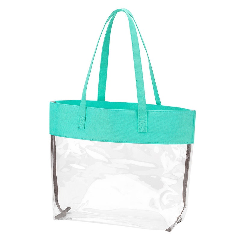 Beach Perfect for Game Day Monogrammed Tote Bag Clear Tote Bag Mint
