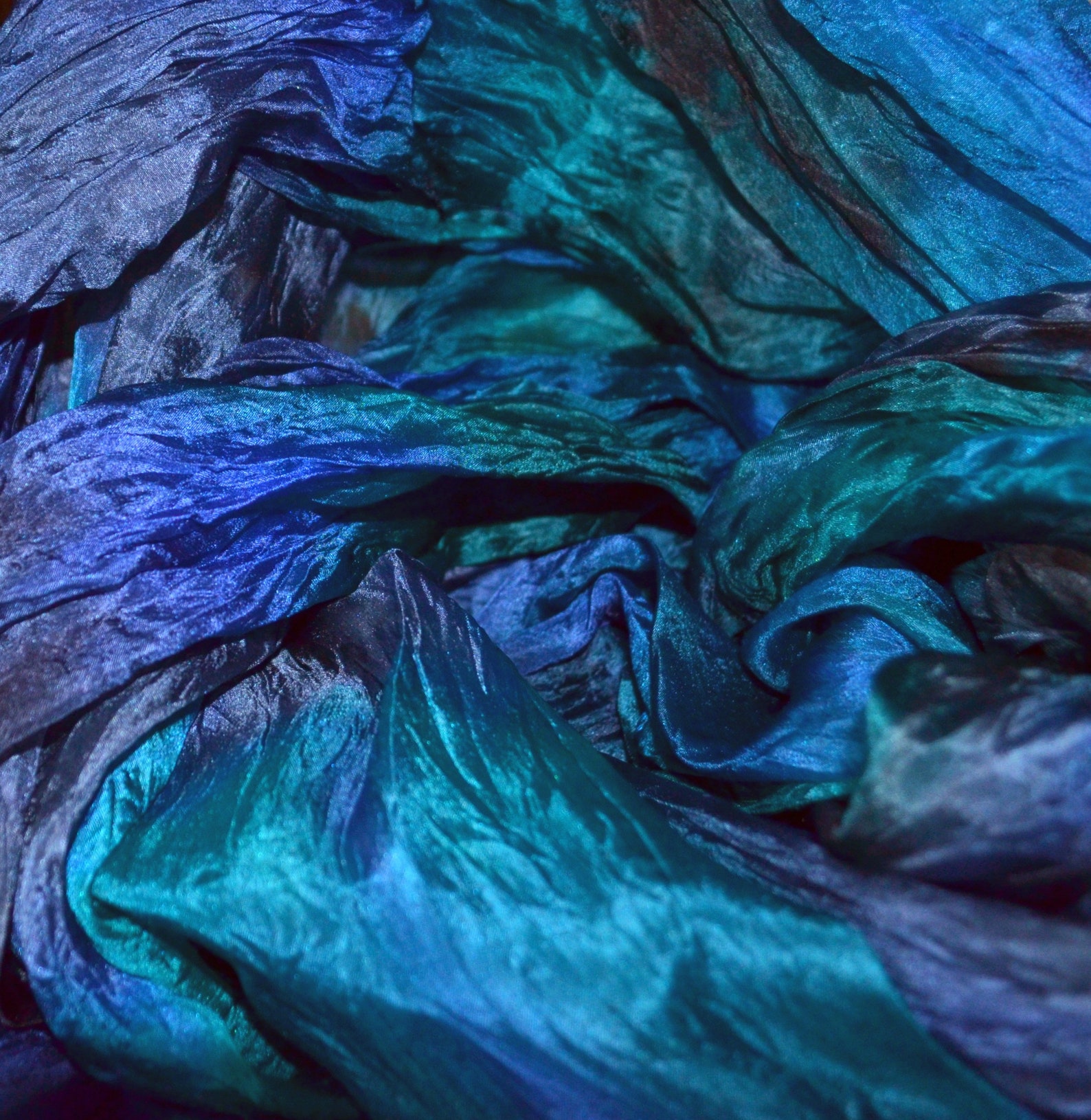 Silk scarf blue emerald large handmade natural silk shawl | Etsy