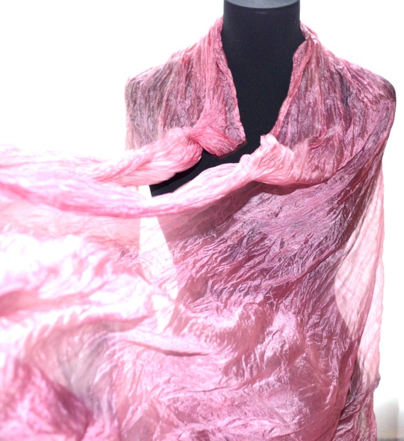oversized silk girlfriend scarf pink silk scarf boho blush | Etsy