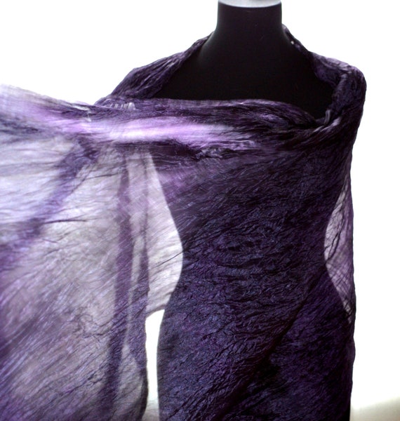 Dark purple scarf silk evening shawl 