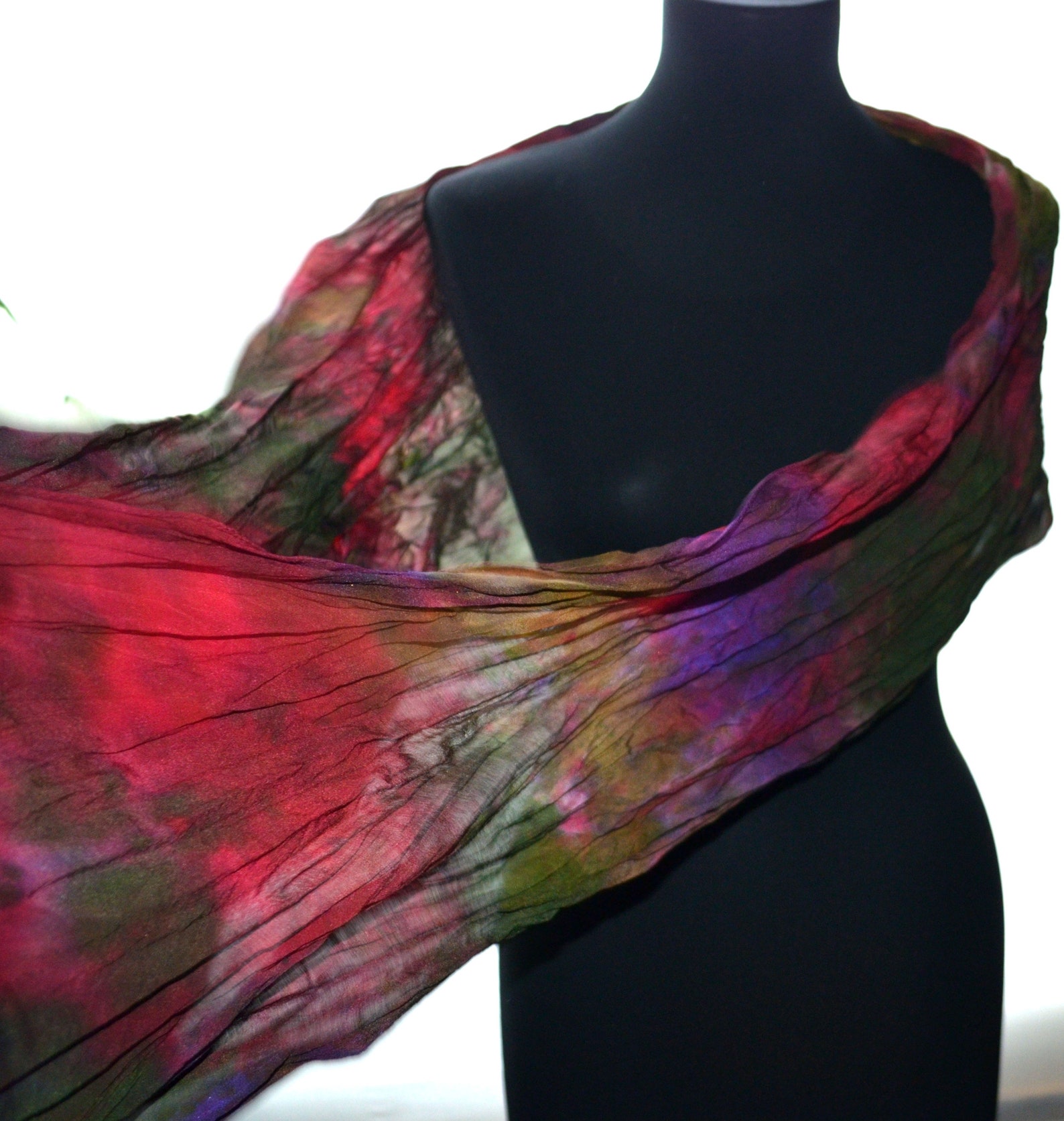 Evening shawl natural silk crep scarf woman multicolored silk | Etsy