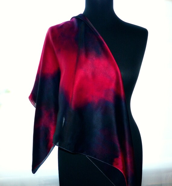 red dress with black shawl