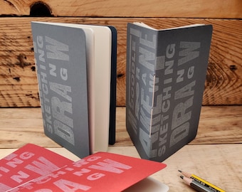A6 Notebook with a Letterpress Printed Cover, Recycled Paper.