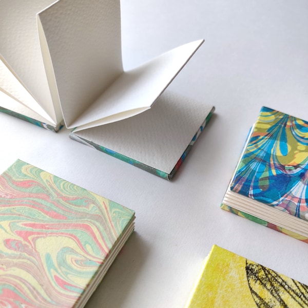 Mini concertina, accordion books , 6x6cm watercolour paper