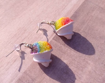 Rainbow Snow Cone · Sno Cone · Shaved Ice Earrings