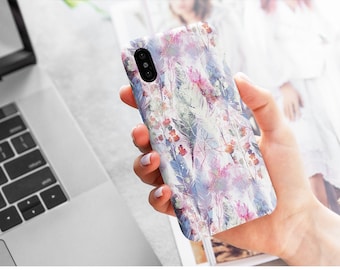 Watercolor Feather Phone Case: Floral Art Print (iPhone & Samsung)