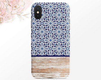 Funda para teléfono: Diseño de azulejos portugueses azules (delgada o resistente)