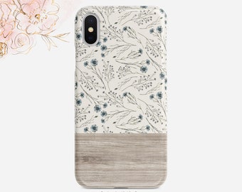 Boho Chic Botanical Phone Case Barn Wood Floral Pattern iPhone Case Samsung Case    Google  Nfi